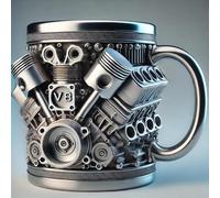 V8 Engines Stainless Steel Cup, Personalized 3D Engines Stainless Steel Mug, Creative V8 & V6 Engine Shaped Coffee Mug, Creative Car Engine Design Gift for Car Enthusiasts and Racing Fans