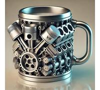 V8 Engines Stainless Steel Cup, Personalized 3D Engines Stainless Steel Mug, Creative V8 & V6 Engine Shaped Coffee Mug, Creative Car Engine Design Gift for Car Enthusiasts and Racing Fans