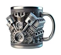 V8 Engines Stainless Steel Cup, Realistic V6 V8 Engine Design Mug, 3D Car Engine Shaped Coffee Mug, Creative Engine Beer Cup Present for Car Enthusiasts and Racing Fans