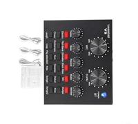 V8 External Sound Card Set Professional Audio Interface for Computer Mobile Phone Broadcasting Gaming Streaming Recording Live Sound Mixer Black 18.5x13x4.5cm