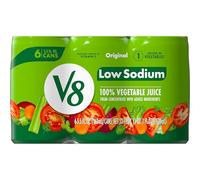 V8 Low Sodium Original 100% Vegetable Juice, 160 ml Can (Pack of 6)