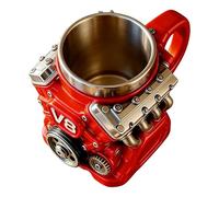 V8 Motor Coffee Mug - Retro Motor Design Stainless Steel Mug For Motorcycle Enthusiasts & Engineers | Personal Punk Drinkware For Car Lovers & Mechanics | Unique Gift For Birth