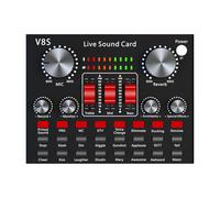 V8 Sound Card - Podcast Soundboard For Recording | Metal Body With Wireless Connection, DJ Mixer Effects Voice Changer, For Home Studio, Karaoke, Broadcasting Performance