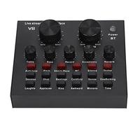 V8 USB Bluetooth Audio Mixer, Second Generation Computer Broadcast Live Mixer Card Voice Changer ABS Black Sound Voice Changer with 18 Effects Mixer Interface for Streaming D