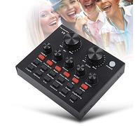 V8 USB External Bluetooth Audio Mixer - 220V, Black, Portable, Headset Microphone, Live Sound Controller, Karaoke, DJ, PC Sound Card