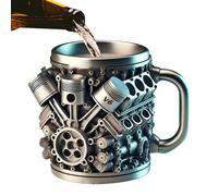 V8/V6 Engine Stainless Steel Mug, Durable Stainless Steel Realistic Engine Shaped Coffee Mug, Realistic 3D Car Engines Design, Creative Coffee Cup for Cars Enthusiasts & Racing Fans
