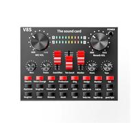 V8S Audio Mixer Sound Card for Live Streaming, DJ Karaoke Audio Interface with 16 Sound Effects, Bluetooth Mobile & PC External Sound Card for Podcast Singing Gaming Recording