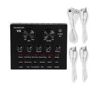 V8S Live Sound Card, Portable Live Broadcast Sound Card Voice Changer Device, Multifunction External Sound Card for Karaoke Mobile Phone Computer