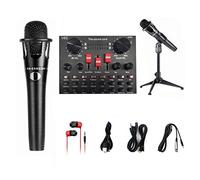 V8S Live Sound Card with 8 Modes BT Accompany Noise Control 6 Adjustable Buttons Plug and Play Rechargeable for Recording Streaming Stage Performances Music Compatible Mainstream S