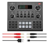 V9 Live Sound Card with USB Headset Microphone for Webcast Broadcast Chip Stable Nice Quality No Delay 12 Electric Sounds 14 Warming Up Effects Support BT Accompaniment Singing Real- Phone Computer
