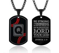 VA JENT Dog Tag Necklaces for Men Titanium Steel Mens A-Z Letter Tag Necklace Black Pendant Religious Gifts for Him, Stainless Steel, No Gemstone