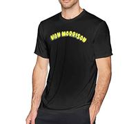Va-N Mo-Rrison Logo Men's Classic Breathable T Shirt Casual Round Neck Easy Tee Personality Blouse Black (Large)