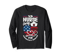 Va Nurse Americas Heros Merica US Flag Patriot Veterans Day Long Sleeve T-Shirt