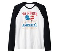 VA Nurse Caring for America's Heroes Funny Veterans Day US Raglan Baseball Tee