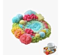 VAAC Moss Coaster DIY Material Crochet Kits,3D Coaster Set with Moss Design,Latch Hook Coasters Kit,Cute Home Decor,for Beginners Arts and Craft Kit (Pink)