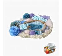 VAAC Moss Coaster DIY Material Crochet Kits,3D Coaster Set with Moss Design,Latch Hook Coasters Kit,Cute Home Decor,for Beginners Arts and Craft Kit (Blue)