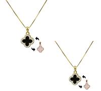 VAAC Two-Sided Four-Leaf Clover Necklace, Lucky Clover Necklace for Women (2Pcs)