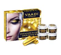 Vaadi Herbals Gold Facial Kit - 24 Carat Gold Leaves, Marigold & Wheatgerm Oil, Lemon Peel Extract 70 gms