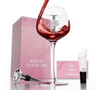 vaanshie I Monogram Wine Glass with Wine Stopper & Pourer - Personalized A-Z Engraved Wine Glass Gift Set for Women, Birthday, Christmas, Valentine’s, Wedding, Mother’s Day Gift Idea