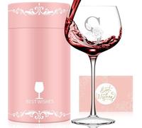 vaanshie S Monogram Wine Glass with Wine Stopper & Pourer - Personalized A-Z Engraved Wine Glass Gift Set for Women, Birthday, Christmas, Valentine’s, Wedding, Mother’s Day Gift Idea