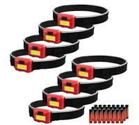 Vaasee 8 Pack Led Headlamp for Adults and Kids, 1.1oz/31g COB Flood Light Ultra Bright Head Lamp with 3 Modes 24 AAA Batteries, Waterproof Work Flashlight for Family Camping Running Reading Hiking