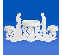 VABA Heart Unity Candle Holder for Wedding Candles for Ceremony - Candles Holder for Wedding Ceremony - Unity Candle Stand Bride and Groom Centerpiece,White