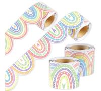 VABAMNA 60ft Bulletin Board Border Decorations - 2 Rolls Pastel Rainbow Bulletin Board Border with Heart Rainbow for Back to School Decorations Office Chalkboard Board Border Classroom Wall Decors