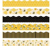 VABAMNA 84ft Bee Bulletin Board Borders Bee Classroom Decorations, Cartoon Bee Honeycomb Yellow Black Scalloped Border Trim for Teacher Back to School Suppplies Home Office Classroom Door Wall Decor