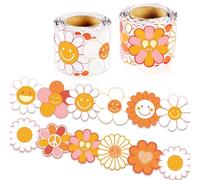 VABAMNA Groovy Bulletin Board Border Decorations, 72Ft Retro Hippie Bulletin Board Borders with Daisy Smiley Face Die Cut Rolled Trim Borders for Back to School Classroom Door Wall Decors, 2 Rolls