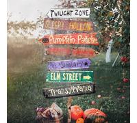 VABAMNA Halloween Decorations Outdoor Yard Sign - 7pcs Directional Signs Scary Halloween Yard Street Sign with Spider Webs for Halloween Party Supplies Wall Lawn Garden Decor