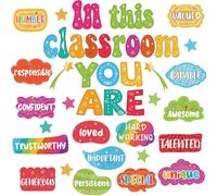 VABAMNA Rainbow Bulletin Board Decorations for Classroom Positive Inspirational Affirmation Wall Decor, 31Pcs Retro Colorful Bulletin Board Signs for Back to School Supplies Classroom Door Wall Decor