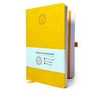 VABE UK A4 Journal Notebook Lined Notepad 320 Pages - 100gsm Hardcover Writing Notebook, Classic Casebound Lined Journal with Elastic Closure, Inner Pocket, Pen Loop & Sticky Notes (A4 Yellow)