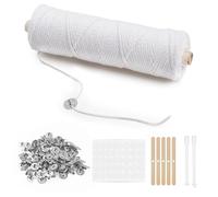 VABNEER Candle Wicks for Candles 1 Roll 100 m Braided Wicks with 100 Pieces Candle Wick Holders for Candles Flat Wick Cotton for DIY Candle Making Max 1 3/4 Inch Diameter