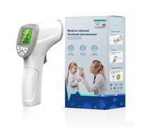 VABOO Forehead Thermometer, No Touch Digital Thermometer 3-Colour LCD Backlight Display Infrared Thermometer Accurate Digital Readings Temperature Thermometer for Whole Family