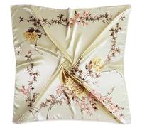 vabovin 35'' Floral Silk Head Scarf, Satin Headband Large Square Headwrap For Black Women for Sleeping hair Wrap (Peony Beige)