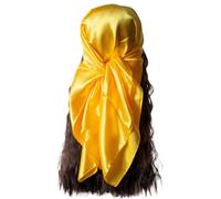 vabovin 35 Inch Elegant Large Silk Feel Solid Color Satin Square Scarf Head Wrap (Midnight Blue)