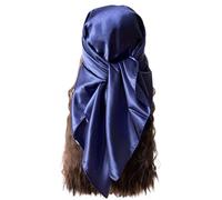 vabovin 35 Inch Elegant Large Silk Feel Solid Color Satin Square Scarf Head Wrap (Tan)