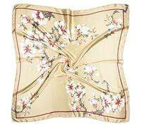 vabovin 35" Ladies Satin Square Silk Like Hair Scarves and Wraps Headscarf for Sleeping (Golden Flowers)