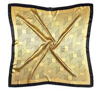 vabovin 35" Ladies Satin Square Silk Like Hair Scarves and Wraps Headscarf for Sleeping (Yellow Line Pattern)