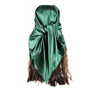 vabovin 35'' Satin Large Square Head Scarf, Silk Like Soild Color Headband Neckerchief Tie Hair Wraps Lightweight (Grass Green)