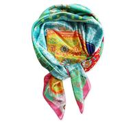 vabovin 35'' Satin Silk Headscarf, Elegant Neck Scarf Tie Curly Hair Headband Bandana for Women (Classic Retro Printed Green)