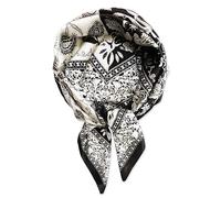 vabovin 35'' Satin Silk Scarf, Square Headscarf Headband Large Bandana Black Woman Curly Hair Scarf for Sleeping Wraps (Cashew Black)