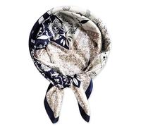 vabovin 35'' Satin Silk Scarf, Square Headscarf Headband Large Bandana Black Woman Curly Hair Scarf for Sleeping (Cashew Dark Blue)