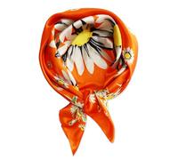 vabovin 35" Silk Like Head Scarf, Satin Neck Scarf Square Lightweight Bandana Fashion Headscarf for Hair Wrapping (Daisies Orange)