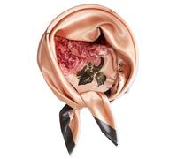 vabovin 35” Silk Scarfs for Women, Satin Head Scarf Neck Scarf Headband Large Square Headscarf for Hair Wrapping at Night (Floral Baby Pink)
