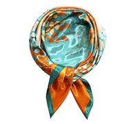 vabovin 35 Womens Silk Feeling Hair Scarf Wrap, Large Satin Square Headscarf Elegant Neck Scarves (Trees Green Orange Background)