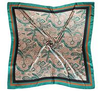 vabovin 35 x 35 Large Square Satin Silk Like Head Scarf for Women Hair Wrapping at Night (Paisley Green)