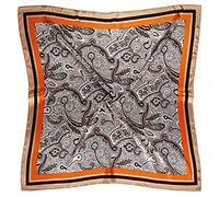 vabovin 35 x 35 Large Square Satin Silk Like Head Scarf for Women Hair Wrapping at Night (Paisley Orange Brown)
