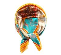 vabovin 35 x 35 Satin Scarf for Hair Wrapping at Night, Silk Head Scarfs for Women Girls Fashion (Paisley Pattern Blue Orange)