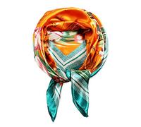 vabovin 35x35 inches Square Satin Head Scarf for Women, Silk Hair Wrap for Sleeping (Tulips Orange Background)